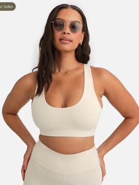 Mate the Label Organic Stretch Sports Bra in Bone color